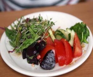 buffet salad plate at 222 Vegan Cuisine in West London