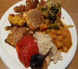Hot buffet at 222 Vegan Cuisine in West London