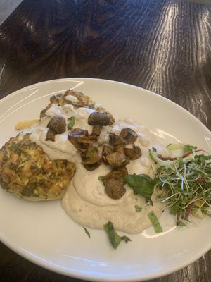 Raclette with tofu and a creamy sauce   at 222 Vegan Cuisine in West London