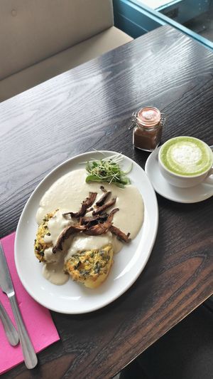 Raclette (yum!) at 222 Vegan Cuisine in West London