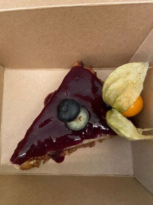 Blueberry cheesecake at 222 Vegan Cuisine in West London