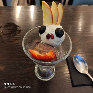 Vanilla Chocolate and Raspberry vegan ice-cream at 222 Vegan Cuisine in West London