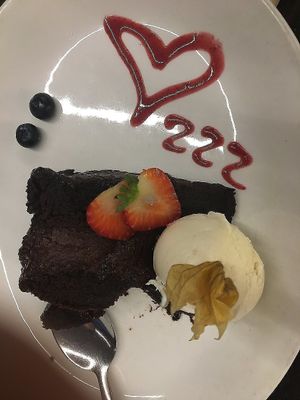 Chocolate cake for dessert at 222 Vegan Cuisine in West London
