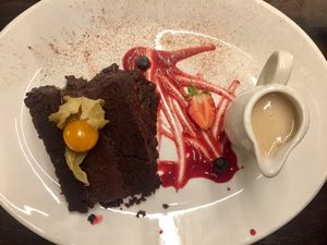 Vegan choc gateaux. at 222 Vegan Cuisine in West London