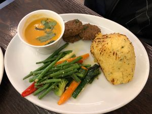 Seitan and mash  at 222 Vegan Cuisine in West London