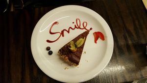 chocolate torte at 222 Vegan Cuisine in West London