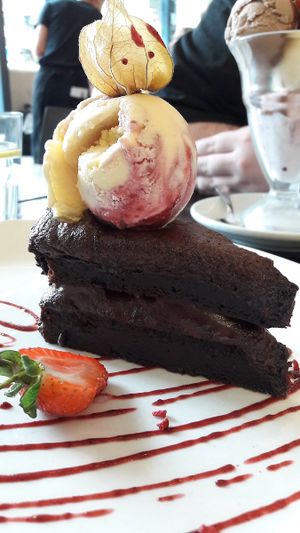 Chocolate Gateau, with Vegan Icecream at 222 Vegan Cuisine in West London