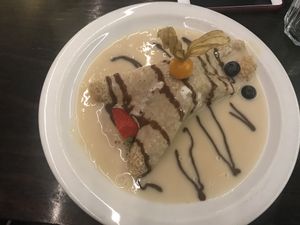 The pancake, filled with ice cream! at 222 Vegan Cuisine in West London