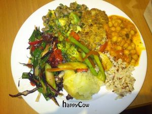 my first plate of the unlimited buffet  at 222 Vegan Cuisine in West London