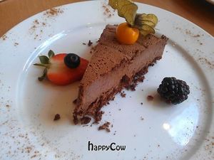 Raw chocolate cake at 222 Vegan Cuisine in West London