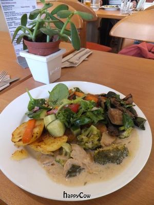 Excellent seitan stroganoff and fresh vegetables! at 222 Vegan Cuisine in West London
