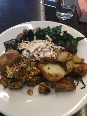 Lunch buffet plate at 222 Vegan Cuisine in West London