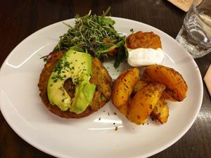 Delicious burger at 222 Vegan Cuisine in West London