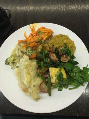 One of many plates of food eaten here at 222 Vegan Cuisine in West London