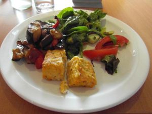 222 Veggie Vegan, London - carrot cake, salad, veggies at 222 Vegan Cuisine in West London