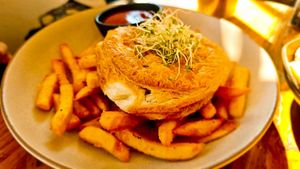 Nepalese Curry with Chips  at Pilgrims Vegetarian Cafe in Cronulla