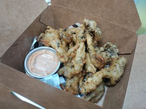 Mushroom chicharrones at Alma y Sazon in Emeryville