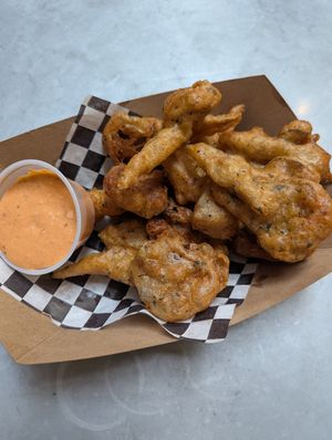 Mushroom chicharrones at Alma y Sazon in Emeryville