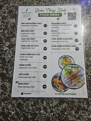 Menu food at Quán Chay Xinh in Da Nang