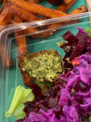 Chewy delicious falafel  at Maoz in Rosemont