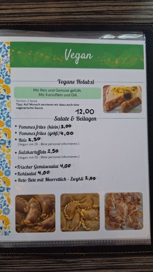 Vegane Speisekarte at Goldene Hände Ukrainische Küche in Giessen