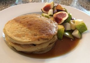 Vegan pancakes with maple syrup and fresh fruit  at Zimt und Zucker by Kata in Stuttgart