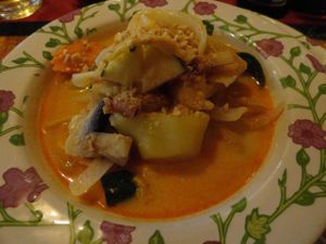 Vegetables cooked with peanut butter and coco milk at Baan Siam in Toulouse