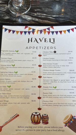 Menu May 2026    at Haveli Indian Restaurant in Arlington
