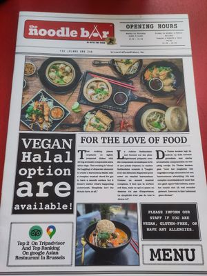 Menu cover at The Noodle Bar in Bruxelles