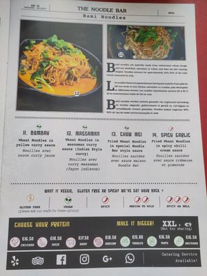 Menu page 2 at The Noodle Bar in Bruxelles