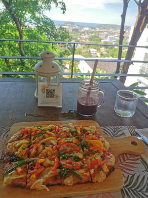 Pizza (option gluten free available) at Santosa Vegan Restaurant in Phuket