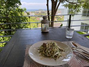 Vegan Zoodles Carbonara by Ocean View at Santosa Vegan Restaurant in Phuket