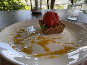 Stawb Ice Cream w Cake at Santosa Vegan Restaurant in Phuket