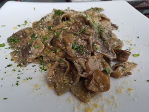 Fettuccine mushrooms at Santosa Vegan Restaurant in Phuket
