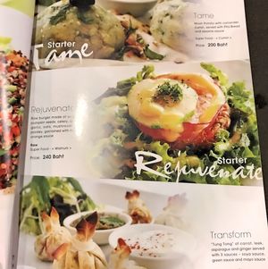 menú fantasía  at Santosa Vegan Restaurant in Phuket