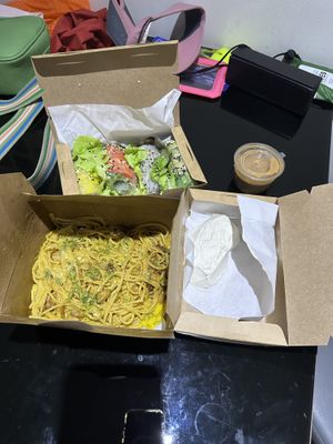 Pictures don’t do it justice! Whisper rolls and mushroom carbonara   at Santosa Vegan Restaurant in Phuket