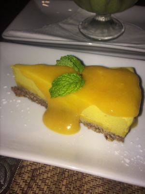 raw mango cake at Santosa Vegan Restaurant in Phuket