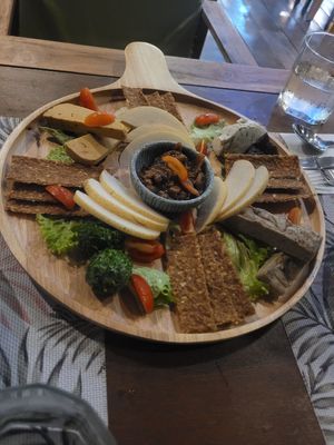 Cheese platter at Santosa Vegan Restaurant in Phuket