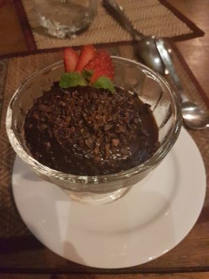 Dark chocolate mousse at Santosa Vegan Restaurant in Phuket
