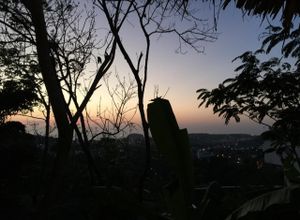 view at sunset at Santosa Vegan Restaurant in Phuket