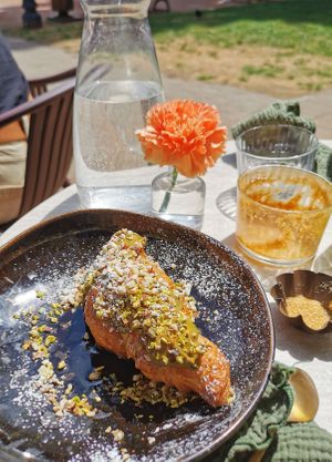 The pistacchio croissant (not labeled as vegan on the menu so just ask for it!) at Lundi au soleil  in Annecy