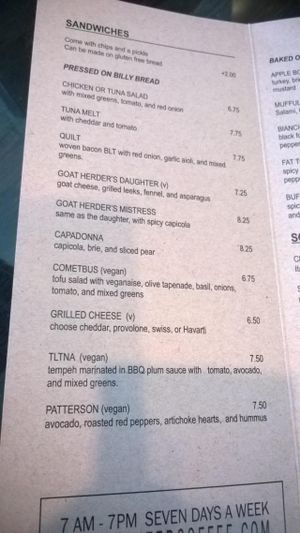Menu: Sandwiches at Lamplighter - Morris St in Richmond