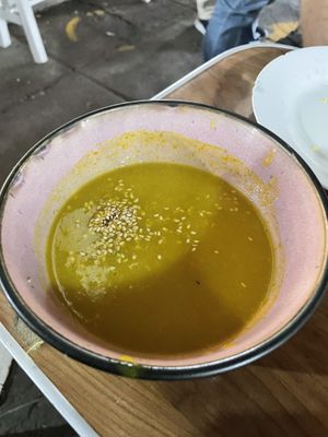 Pumpkin soup  at Vegan Point in Cusco
