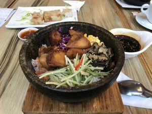 Stone Pot Monkey Head Mushroom Rice - Delicious!  at Nature Cafe - Boon Lay Way in West Singapore