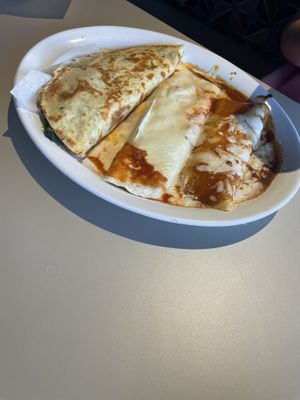 Quesadilla (so much spinach), burrito and enchiladas   at Fiesta Acapulco in Wadsworth