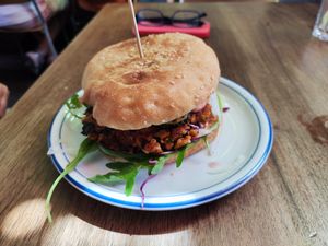 Tempeh burger at Gartenbeiz zum Gaul in Zurich