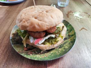 Spinach burger at Gartenbeiz zum Gaul in Zurich