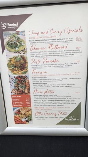Menu at Planted Community Cafe, Refillery and Hub in Cheltenham