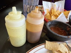 Three kids of salsa! Chips not vegan based on shared fryer so I brought my own.   at Tony's Tacos in Heber City