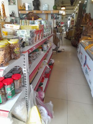 Shop selling vegan products at Cơm Chay Hoàng Kim in Ho Chi Minh City